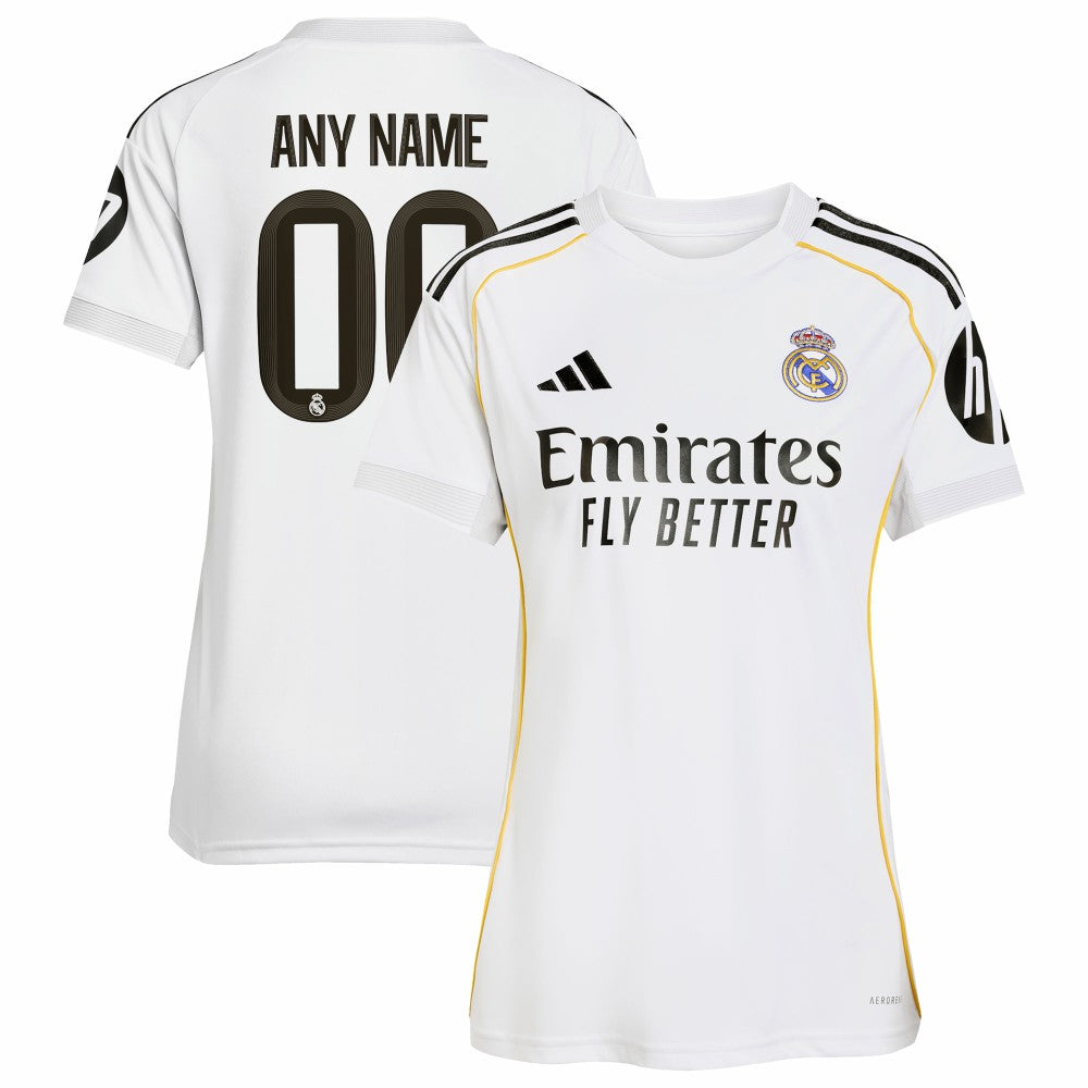 Real Madrid Women's 2025/26 Home Replica Custom Jersey White - Adidas for sale