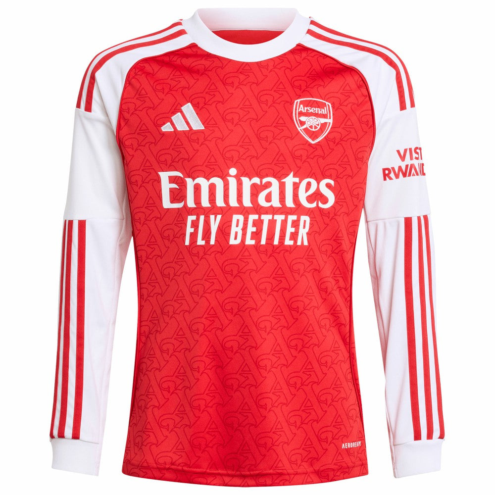 Arsenal Youth 2025/26 Home Replica Long Sleeve Custom Jersey Red - Adidas