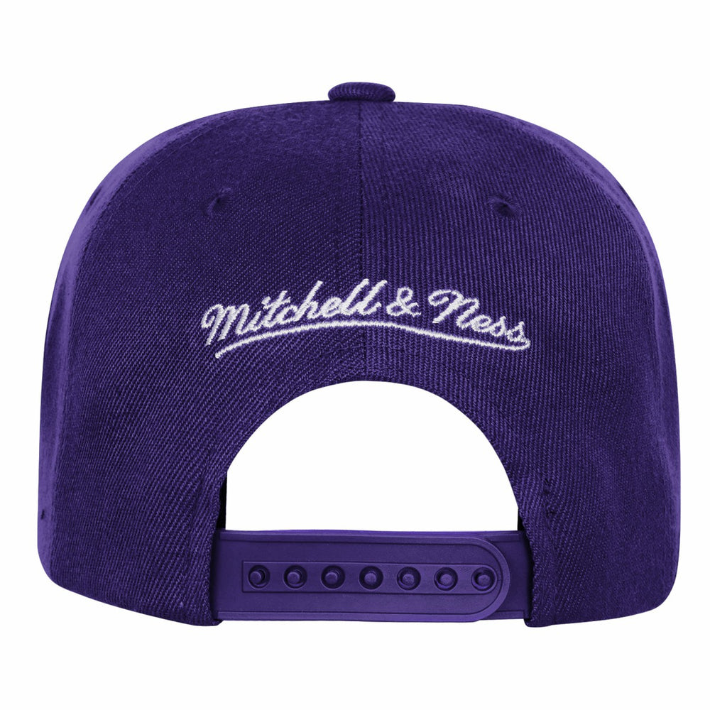 Los Angeles Lakers Youth 50th Anniversary Duo Front Snapback Hat Purple | Mitchell & Ness Lifestyle