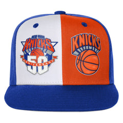 New York Knicks Youth 50th Anniversary Duo Front Snapback Hat Blue | Mitchell & Ness discount