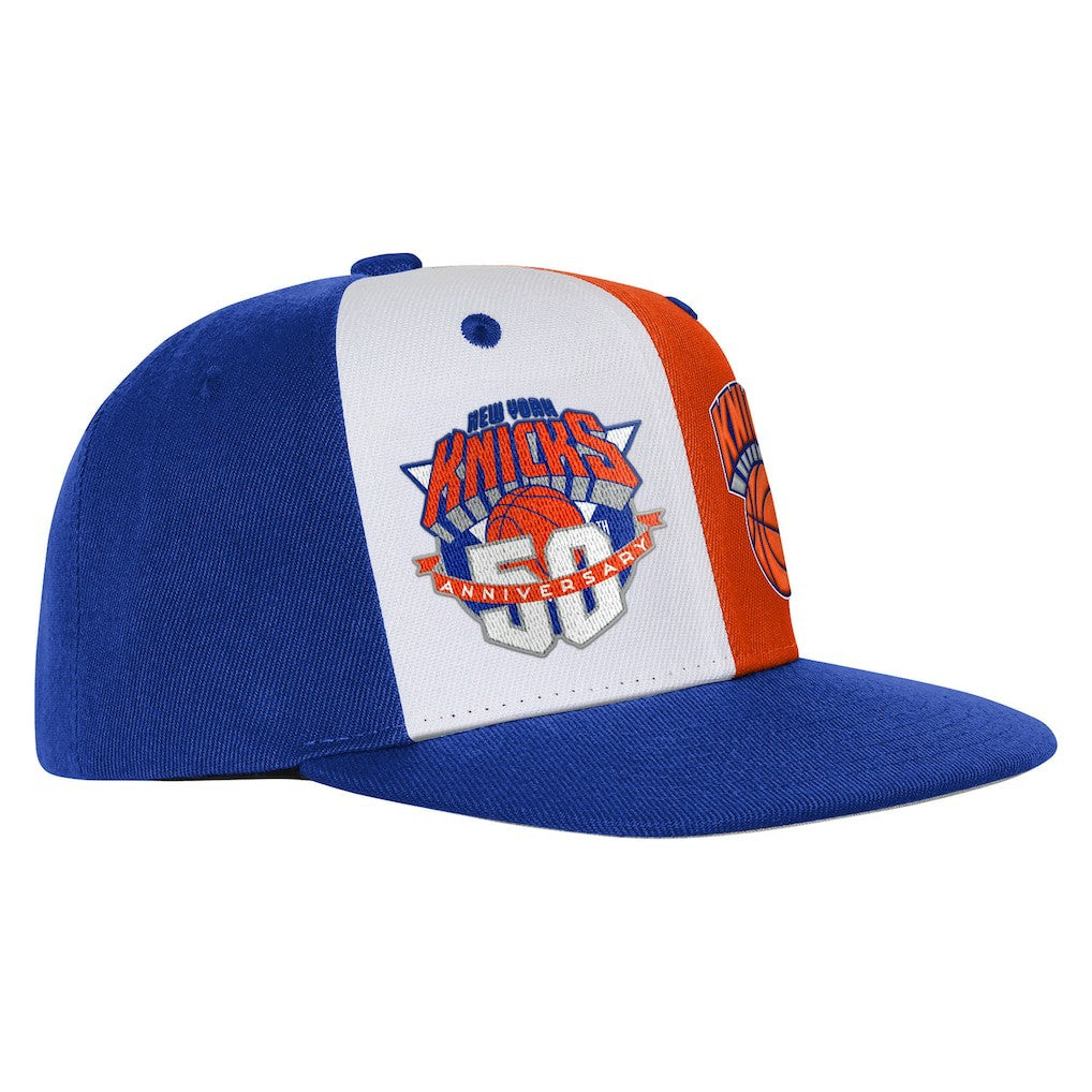 New York Knicks Youth 50th Anniversary Duo Front Snapback Hat Blue | Mitchell & Ness discount