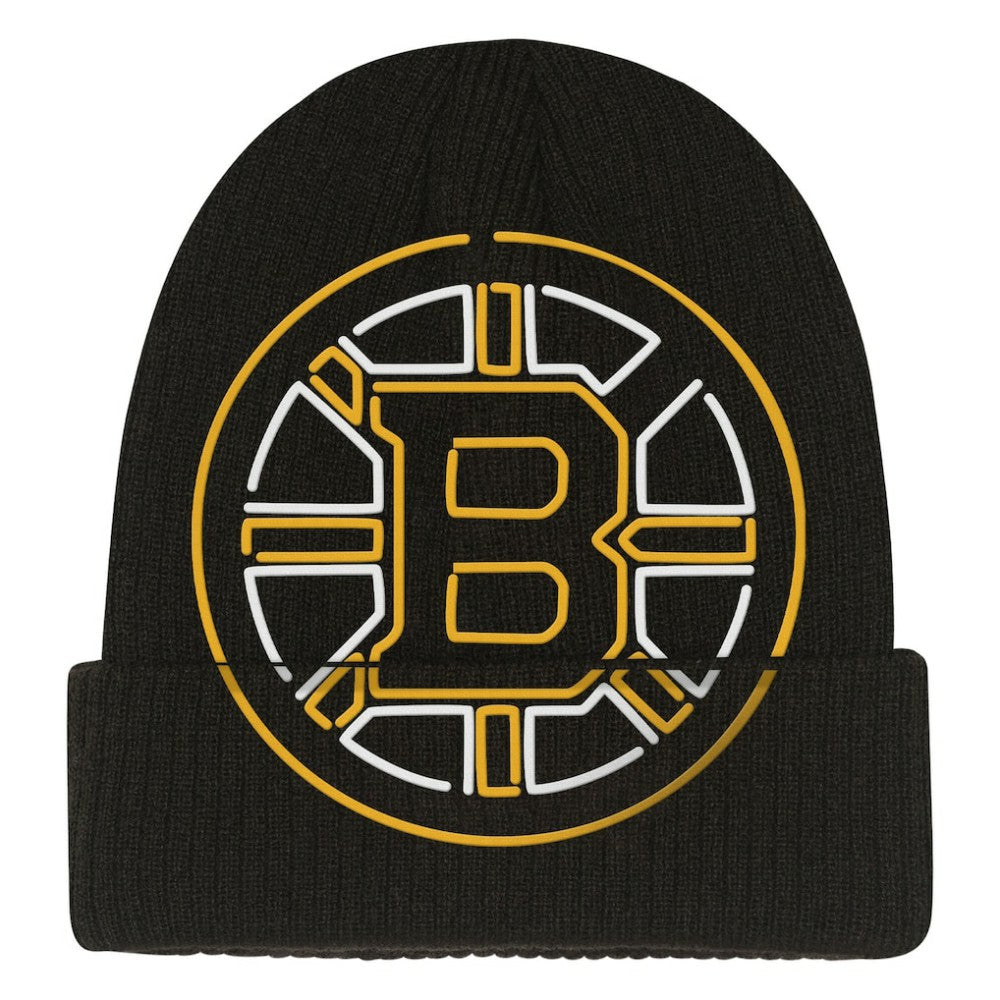Boston Bruins Mitchell & Ness Youth Neon Line Lights Cuffed Knit Hat - Black - NHL 203109676