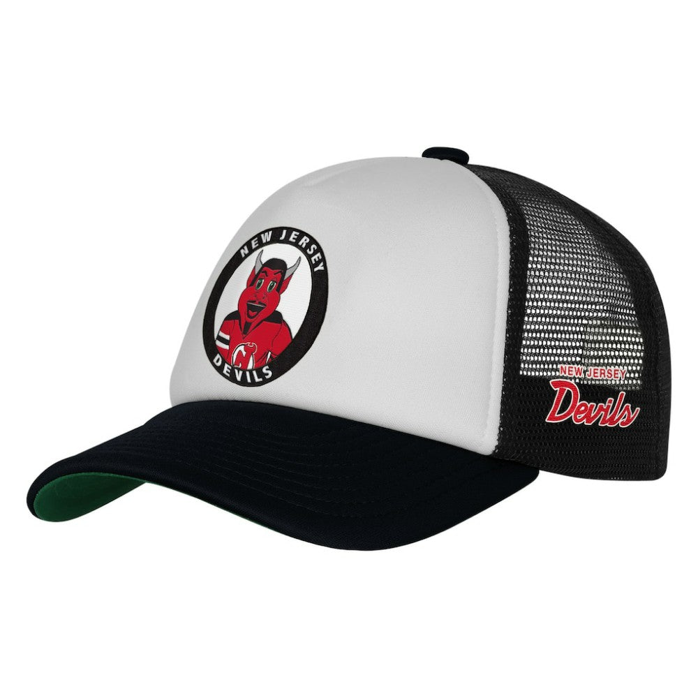 New Jersey Devils Mitchell & Ness Youth Mascot Adjustable Trucker Hat - White - NHL 203109686