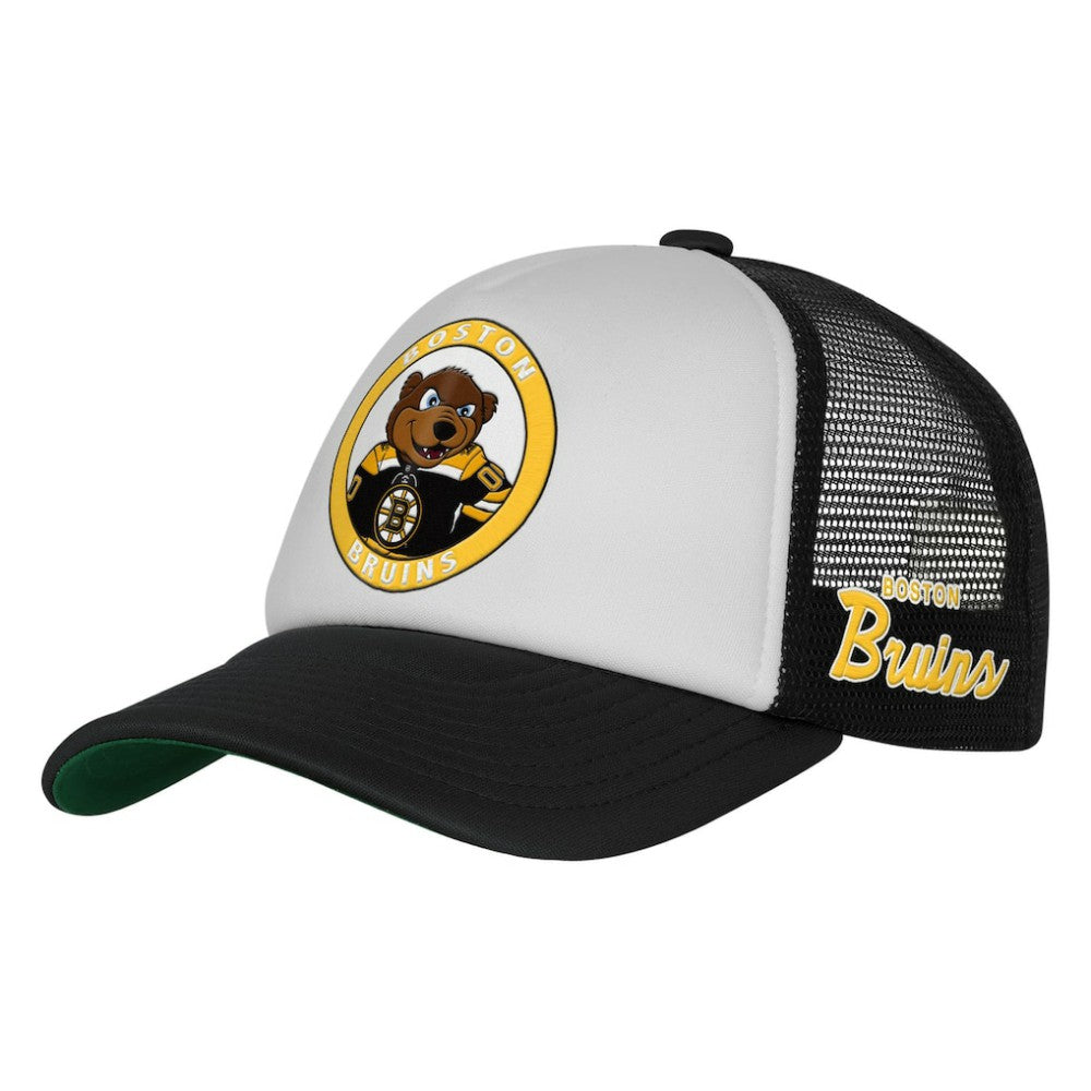 Boston Bruins Mitchell & Ness Youth Mascot Adjustable Trucker Hat - White - NHL 203109687