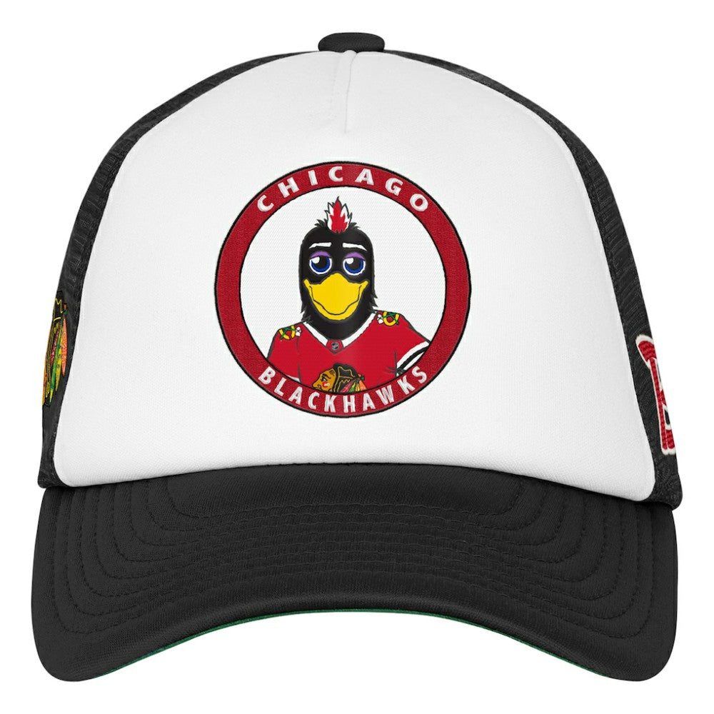 Chicago Blackhawks Mitchell & Ness Youth Mascot Adjustable Trucker Hat - White - NHL 203109688