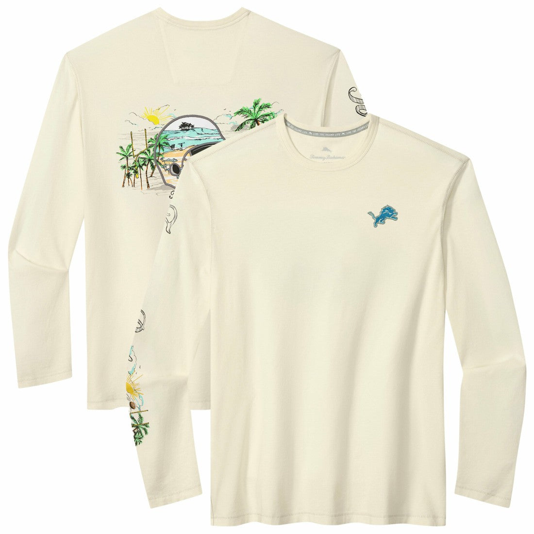 Detroit Lions Oasis Endzone Lux Long Sleeve T-Shirt Cream