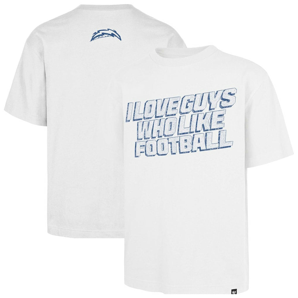 47 brand Los Angeles Chargers '47 Unisex I Love Guys Who Like Football Foundation T-Shirt White