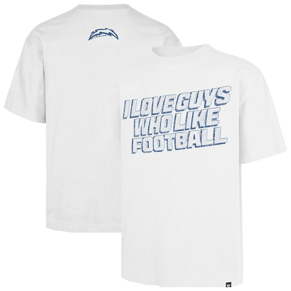 47 brand Los Angeles Chargers '47 Unisex I Love Guys Who Like Football Foundation T-Shirt White