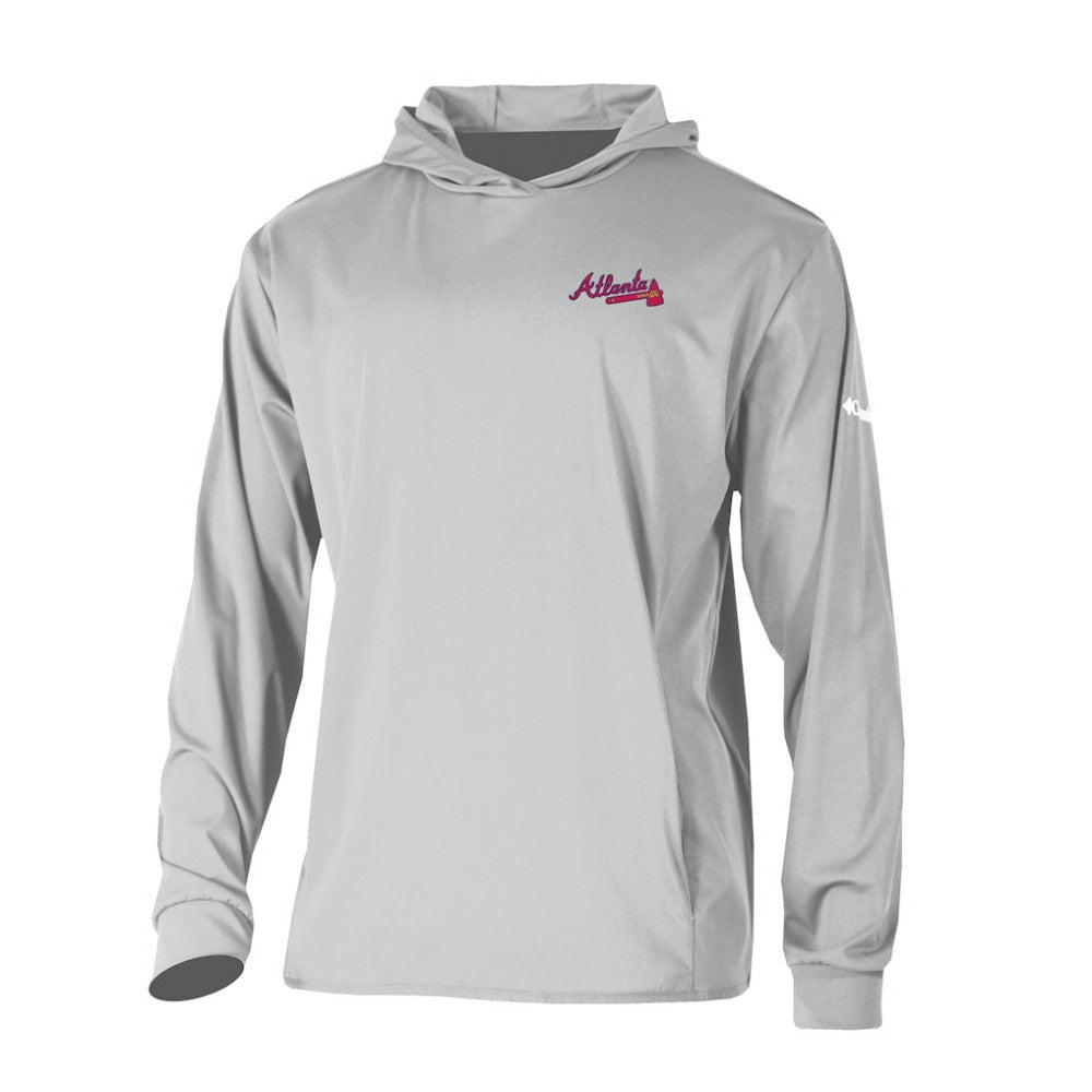 Atlanta Braves Columbia Long Drive Pullover Hoodie - Gray - Columbia Sale