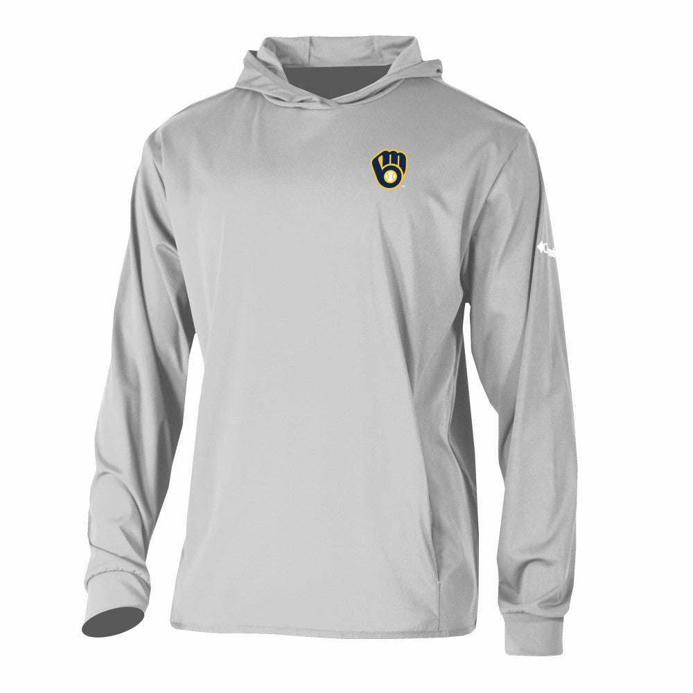 Milwaukee Brewers Columbia Long Drive Pullover Hoodie - Gray - Columbia Lifestyle