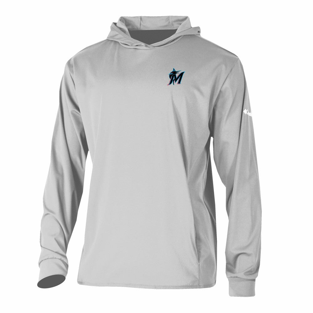Miami Marlins Columbia Long Drive Pullover Hoodie - Gray - Columbia Lifestyle