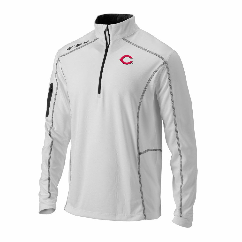 Cincinnati Reds Columbia Omni-Wick Shotgun Quarter-Zip Pullover - White - Columbia Discount