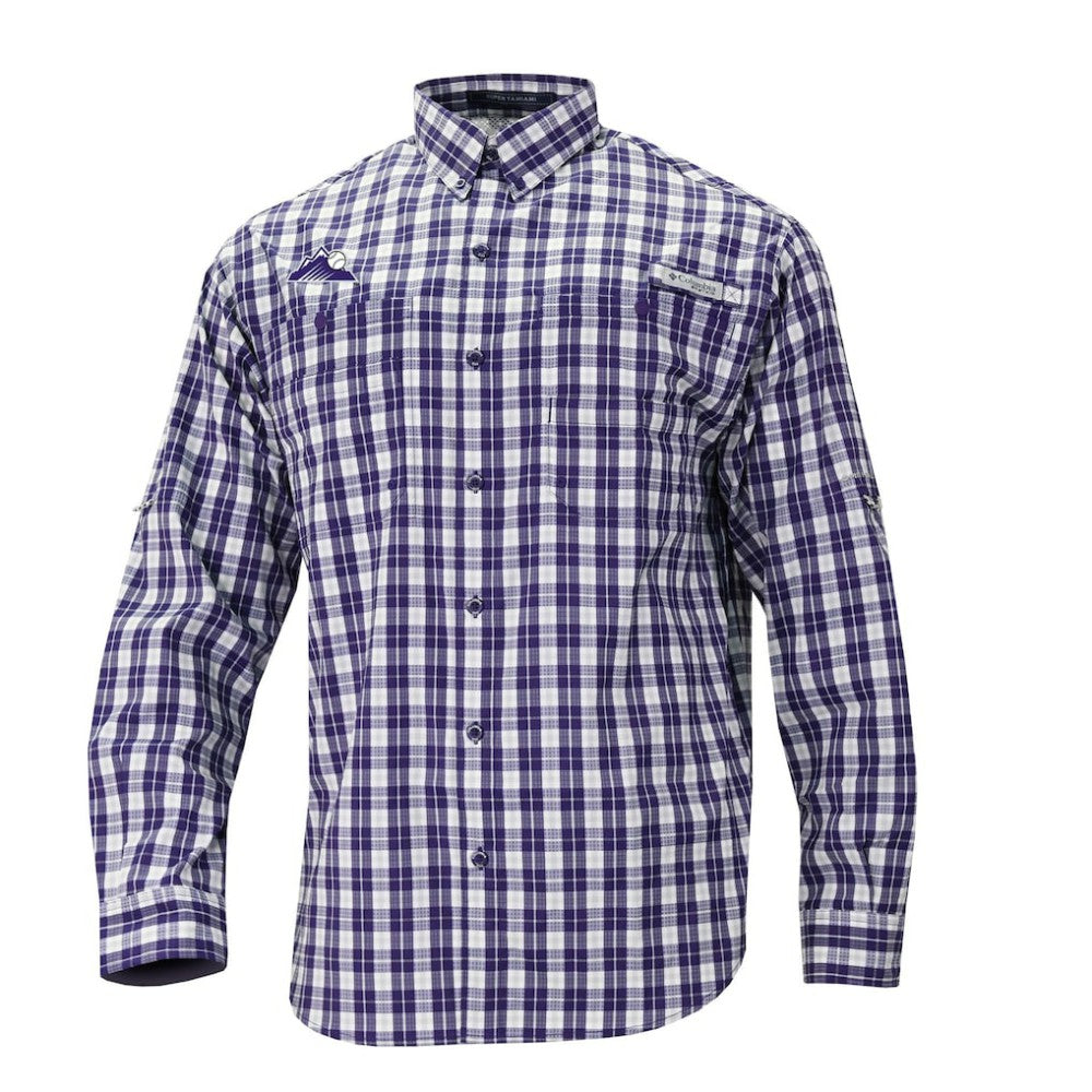 Colorado Rockies Columbia Super Tamiami Omni-Shade Long Sleeve Button-Down Shirt - Purple - Columbia on Sale