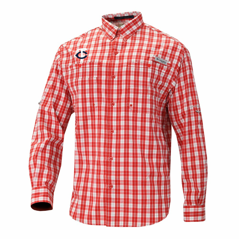 Minnesota Twins Columbia Super Tamiami Omni-Shade Long Sleeve Button-Down Shirt - Red - Columbia Lifestyle