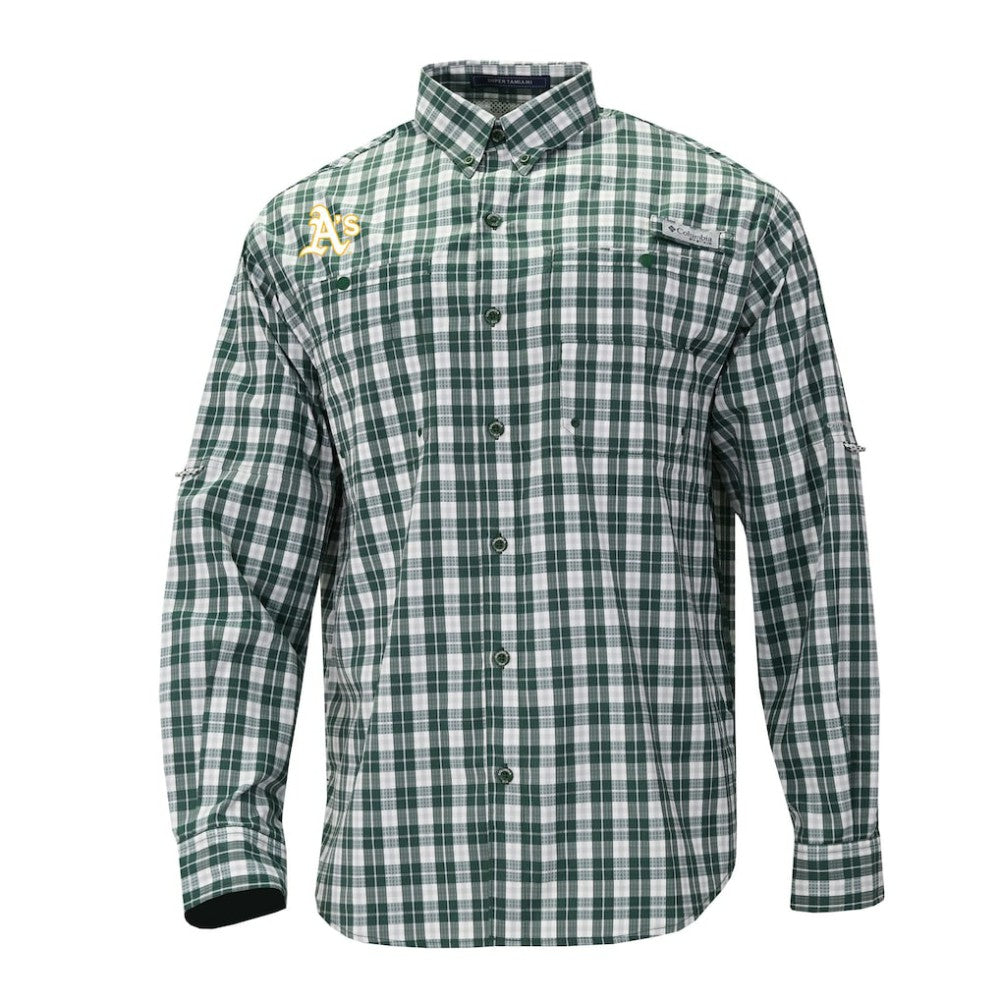 Athletics Columbia Super Tamiami Omni-Shade Long Sleeve Button-Down Shirt - Green - Columbia Sale