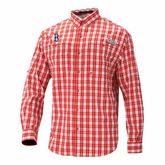 Boston Red Sox Columbia Super Tamiami Omni-Shade Long Sleeve Button-Down Shirt - Red - Columbia Sale