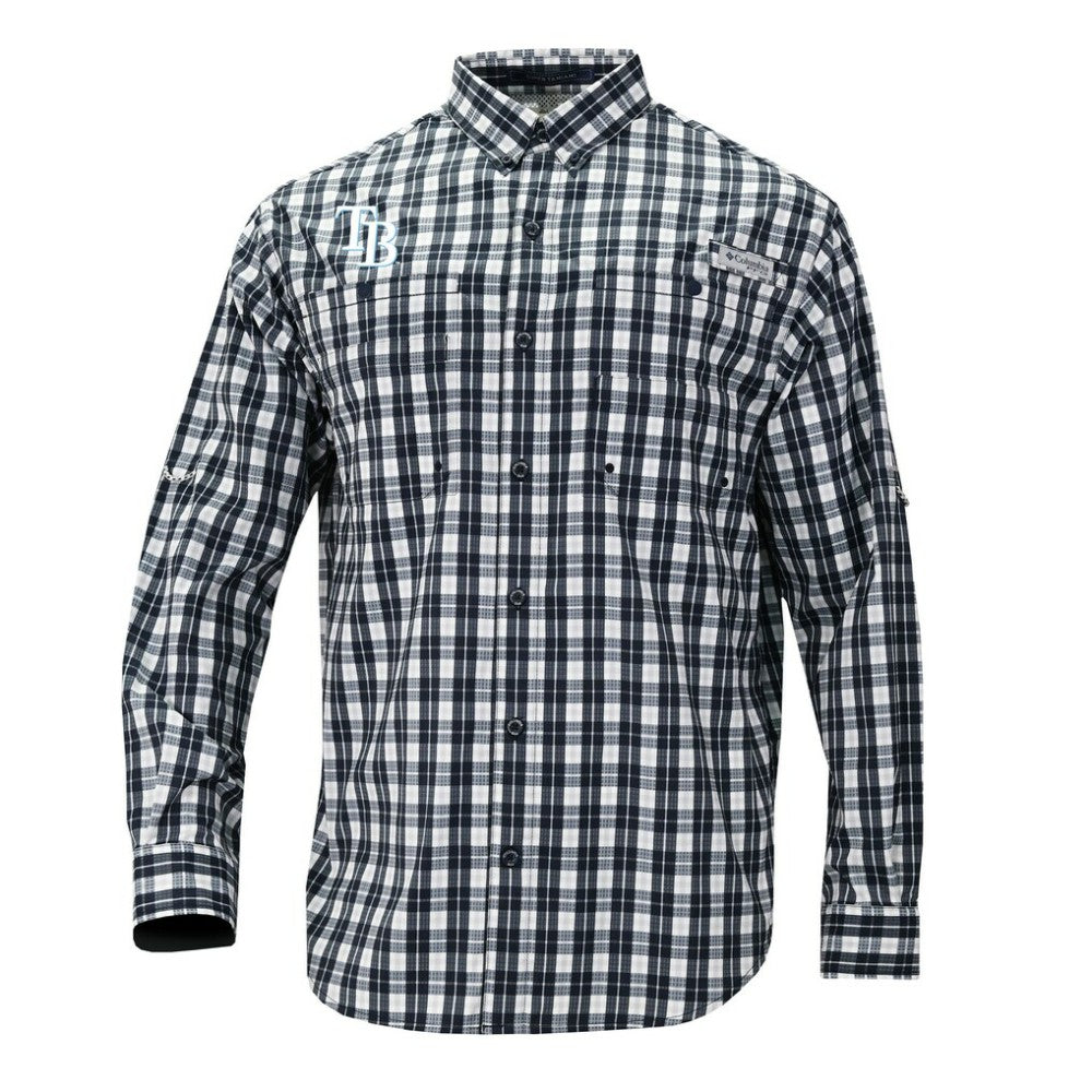 Tampa Bay Rays Columbia Super Tamiami Omni-Shade Long Sleeve Button-Down Shirt - Navy - Columbia Sale