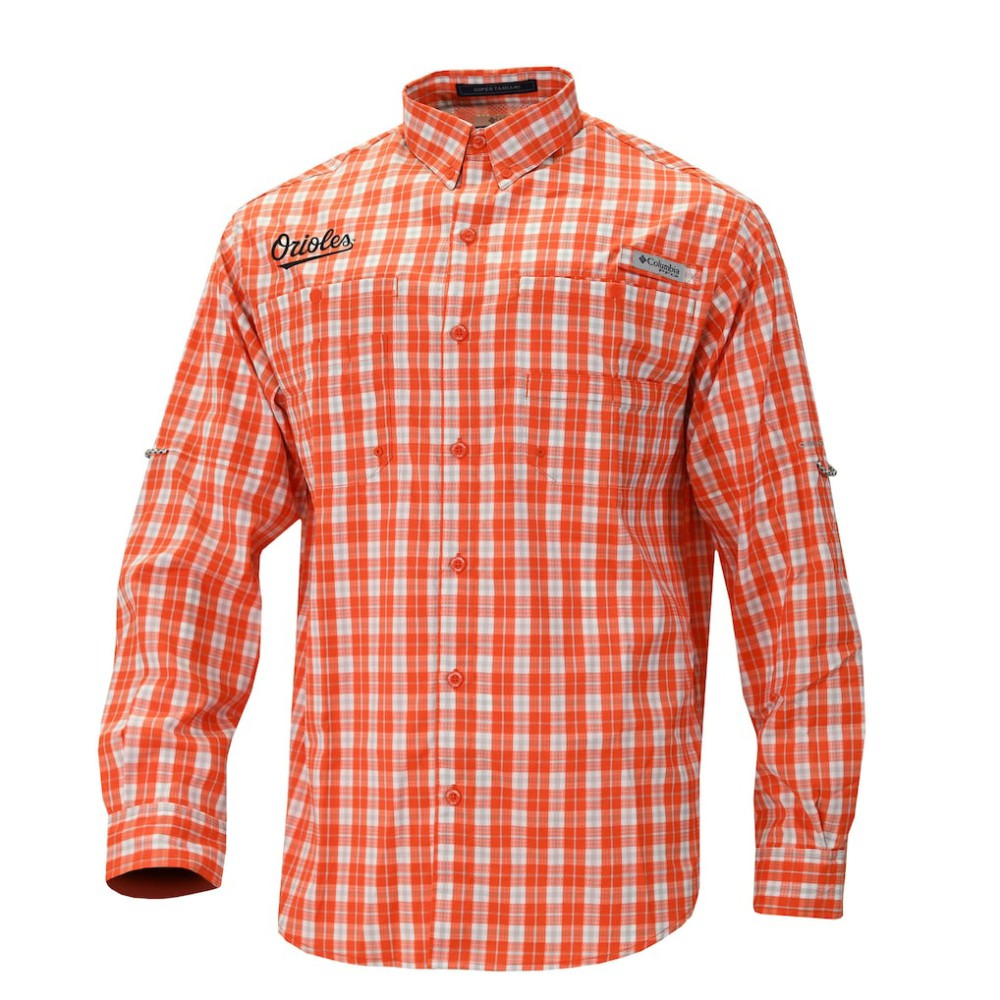 Baltimore Orioles Columbia Super Tamiami Omni-Shade Long Sleeve Button-Down Shirt - Orange - Columbia on Sale