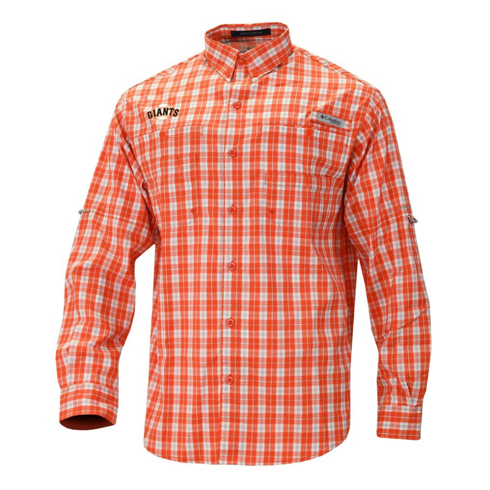 San Francisco Giants Columbia Super Tamiami Omni-Shade Long Sleeve Button-Down Shirt - Orange - Columbia Sale