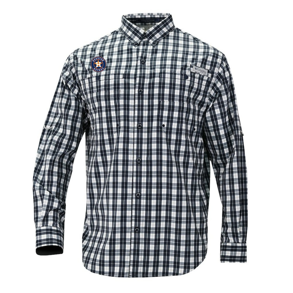 Houston Astros Columbia Super Tamiami Omni-Shade Long Sleeve Button-Down Shirt - Navy - Columbia Discount