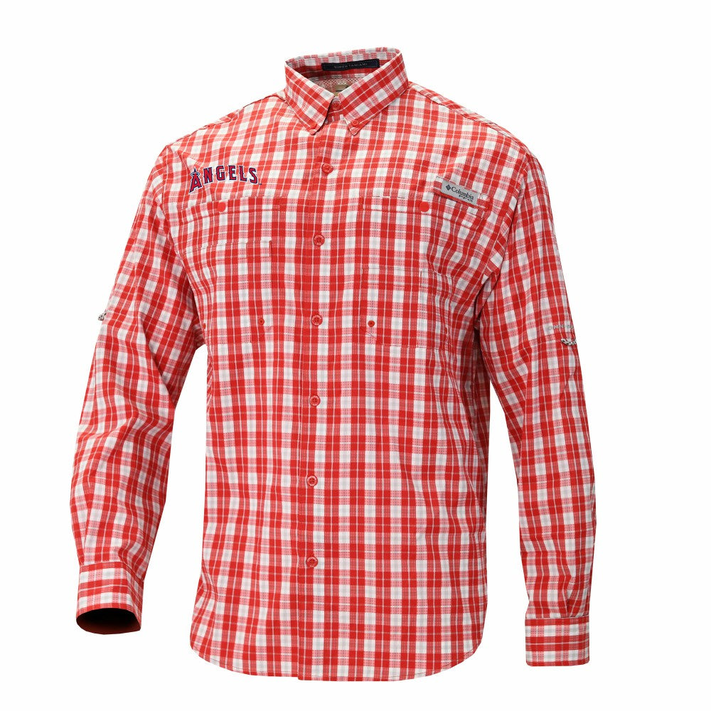 Los Angeles Angels Columbia Super Tamiami Omni-Shade Long Sleeve Button-Down Shirt - Red - Columbia Sale