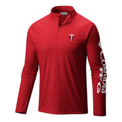 Minnesota Twins Columbia Terminal Tackle Omni-Wick Raglan Quarter-Zip Pullover - Red - Columbia Discount