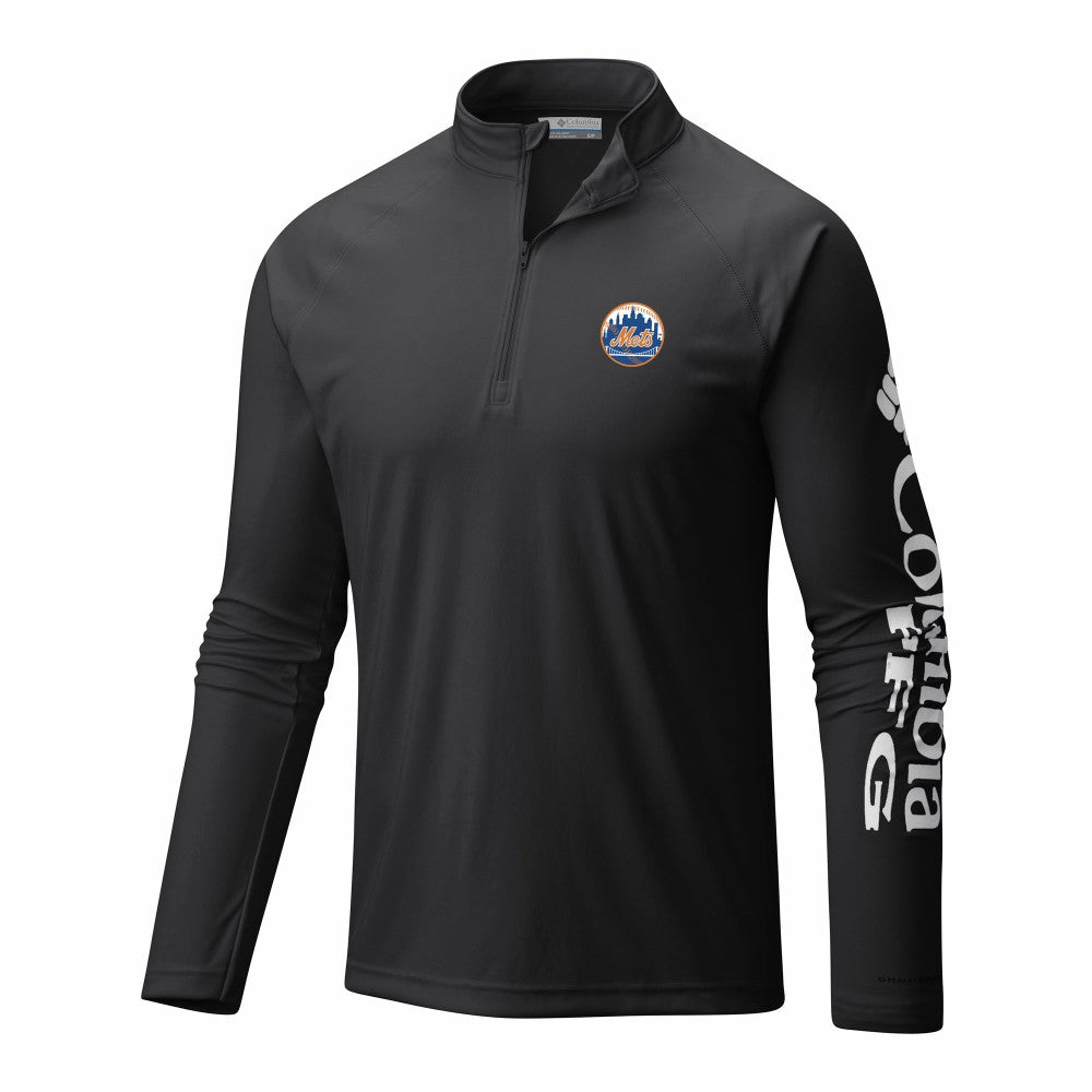 New York Mets Columbia Terminal Tackle Omni-Wick Raglan Quarter-Zip Pullover - Black - Columbia Lifestyle