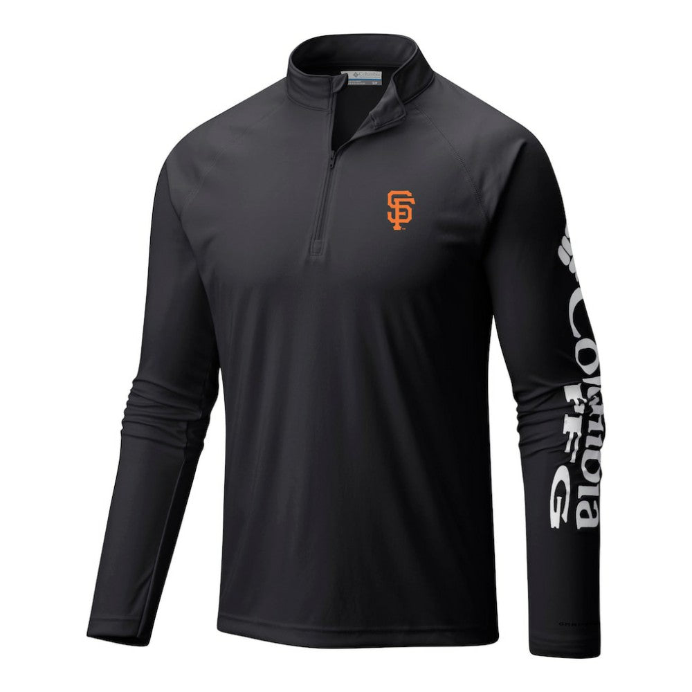 San Francisco Giants Columbia Terminal Tackle Omni-Wick Raglan Quarter-Zip Pullover - Black - Columbia on Sale