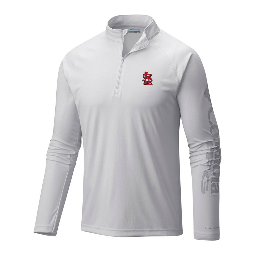 St. Louis Cardinals Columbia Terminal Tackle Omni-Wick Raglan Quarter-Zip Pullover - White - Columbia Sale