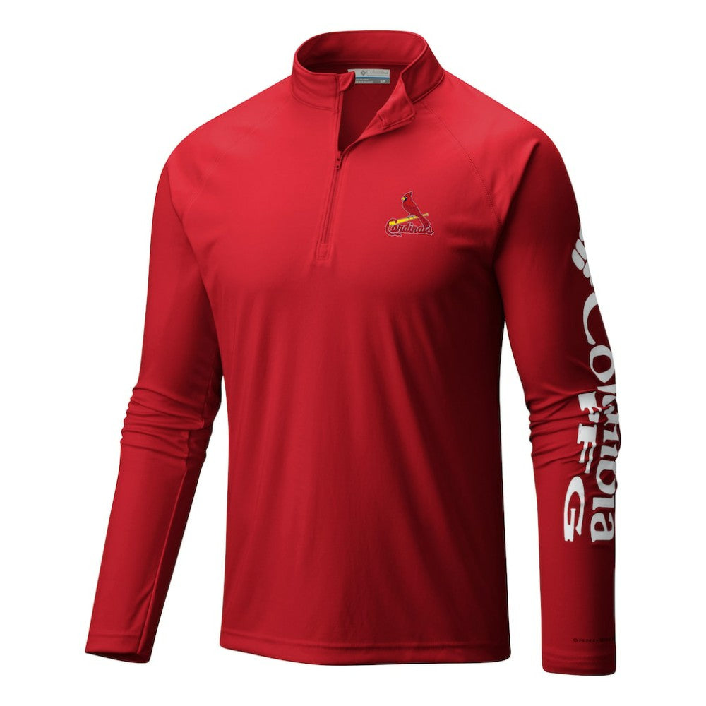 St. Louis Cardinals Columbia Terminal Tackle Omni-Wick Raglan Quarter-Zip Pullover - Red - Columbia Discount