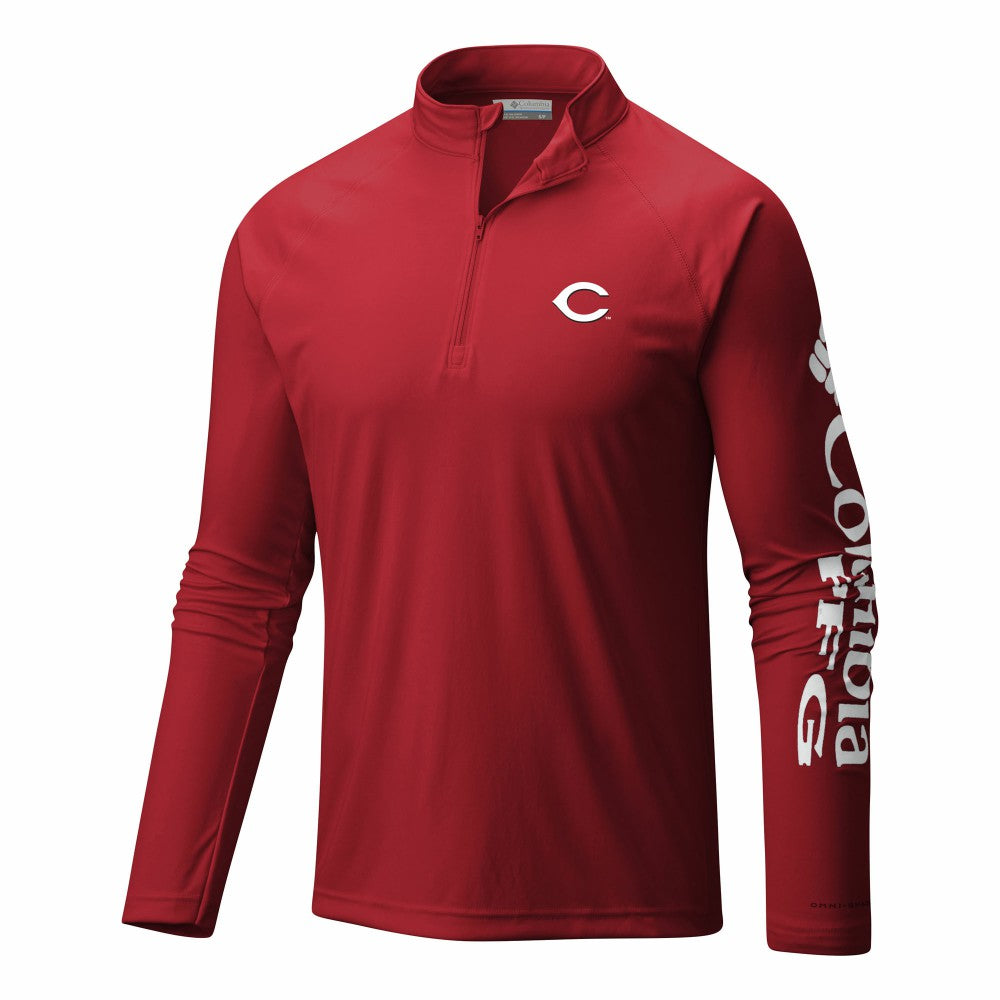 Cincinnati Reds Columbia Terminal Tackle Omni-Wick Raglan Quarter-Zip Pullover - Red - Columbia Discount
