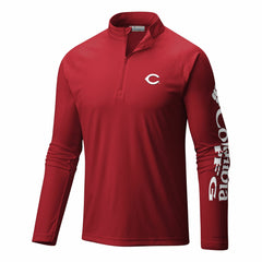 Cincinnati Reds Columbia Terminal Tackle Omni-Wick Raglan Quarter-Zip Pullover - Red - Columbia Discount
