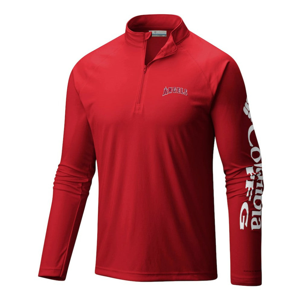 Los Angeles Angels Columbia Terminal Tackle Omni-Wick Raglan Quarter-Zip Pullover - Red - Columbia Lifestyle