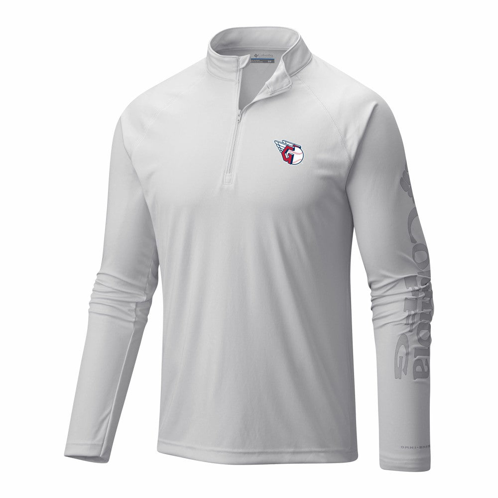 Cleveland Guardians Columbia Terminal Tackle Omni-Wick Raglan Quarter-Zip Pullover - White - Columbia Lifestyle