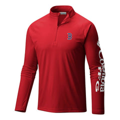 Boston Red Sox Columbia Terminal Tackle Omni-Wick Raglan Quarter-Zip Pullover - Red - Columbia Discount