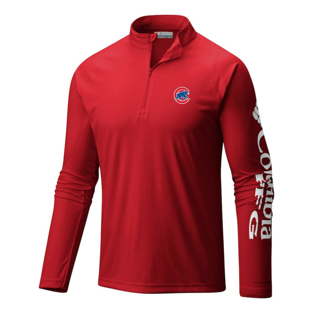 Chicago Cubs Columbia Terminal Tackle Omni-Wick Raglan Quarter-Zip Pullover - Red - Columbia on Sale
