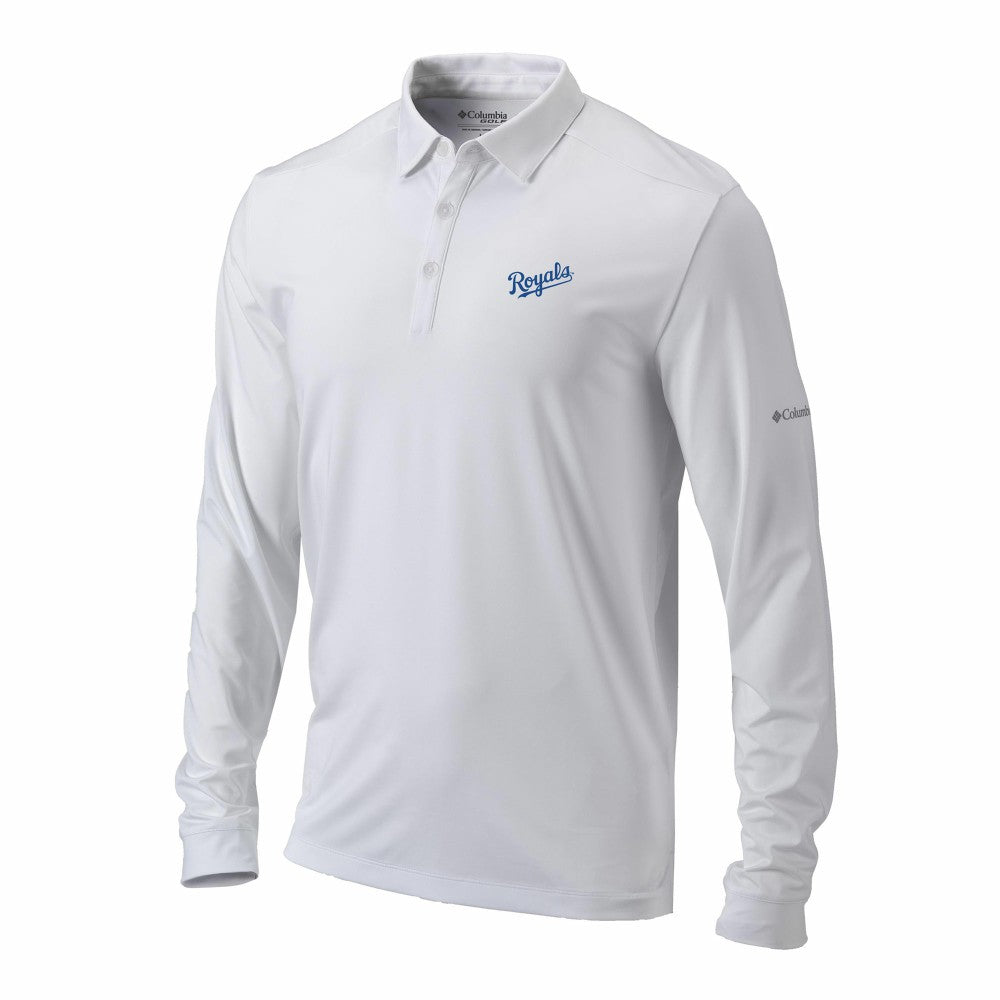 Kansas City Royals Columbia Omni-Wick Pin High Long Sleeve Polo - White - Columbia Online