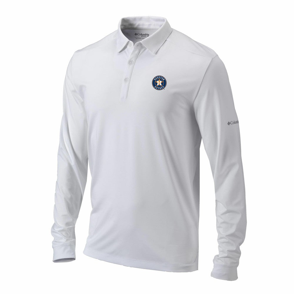 Houston Astros Columbia Omni-Wick Pin High Long Sleeve Polo - White - Columbia Lifestyle