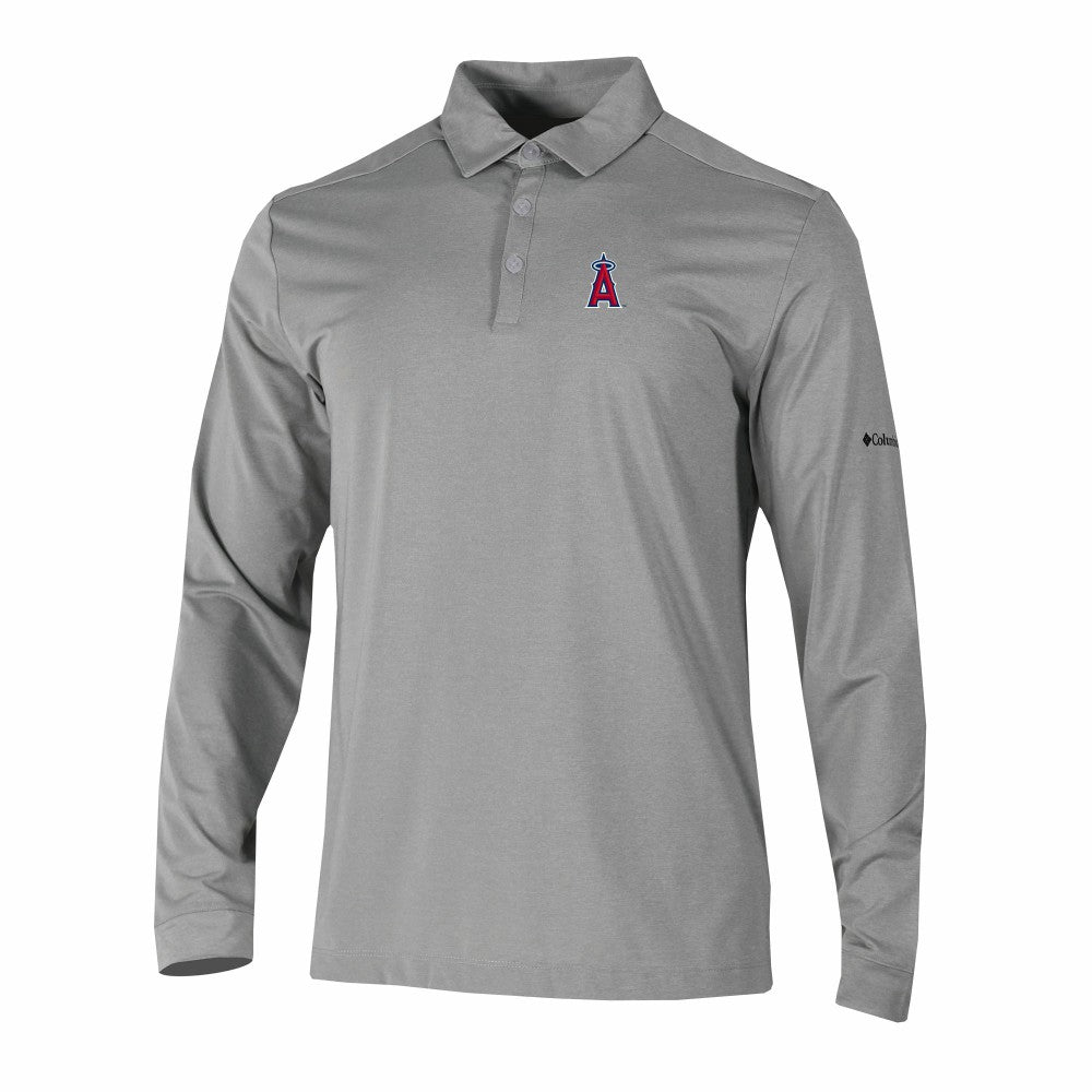 Los Angeles Angels Columbia Omni-Wick Pin High Long Sleeve Polo - Gray - Columbia Online
