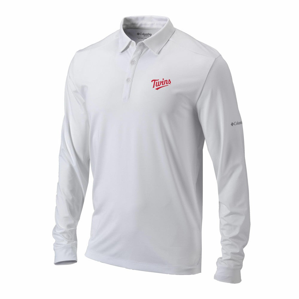 Minnesota Twins Columbia Omni-Wick Pin High Long Sleeve Polo - White - Columbia Discount