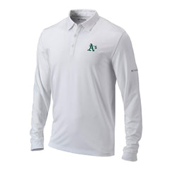 Athletics Columbia Omni-Wick Pin High Long Sleeve Polo - White - Columbia on Sale