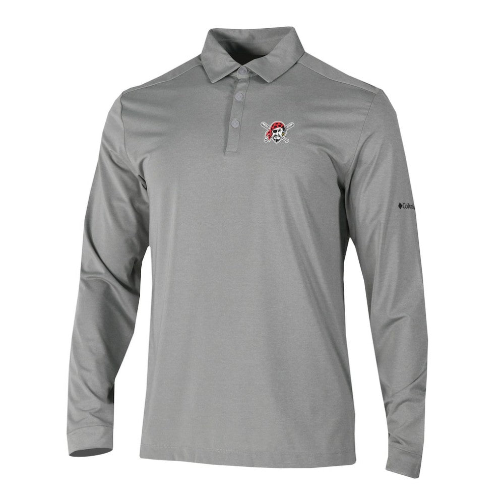 Pittsburgh Pirates Columbia Omni-Wick Pin High Long Sleeve Polo - Gray - Columbia Sale