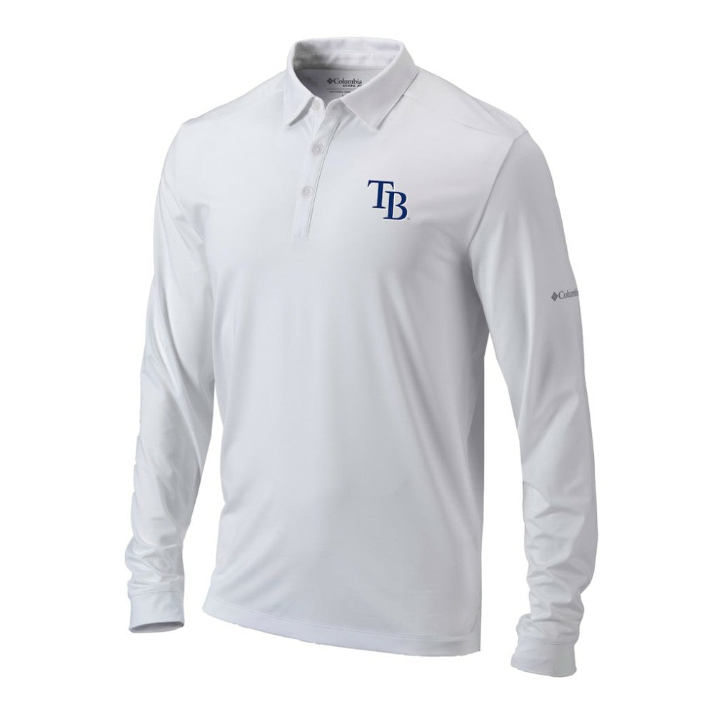 Tampa Bay Rays Columbia Omni-Wick Pin High Long Sleeve Polo - White - Columbia on Sale