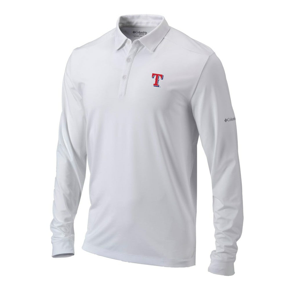 Texas Rangers Columbia Omni-Wick Pin High Long Sleeve Polo - White - Columbia Lifestyle