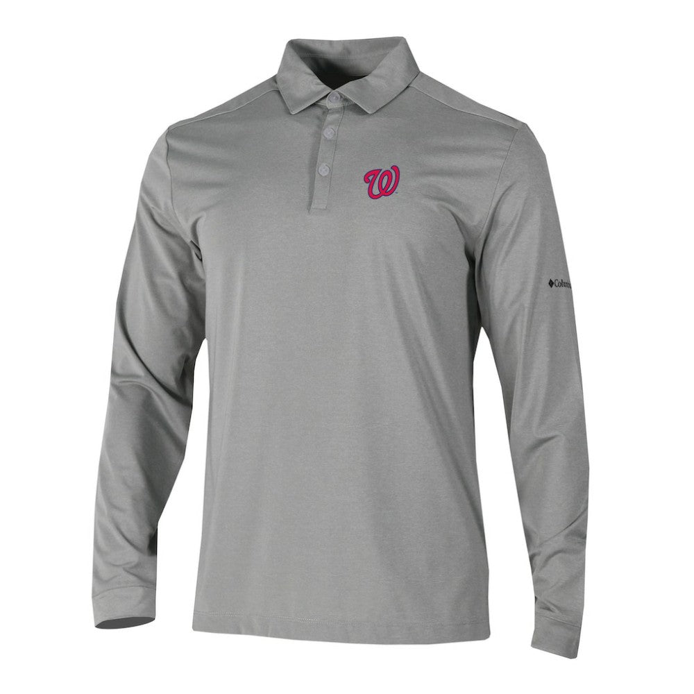 Washington Nationals Columbia Omni-Wick Pin High Long Sleeve Polo - Gray - Columbia Sale