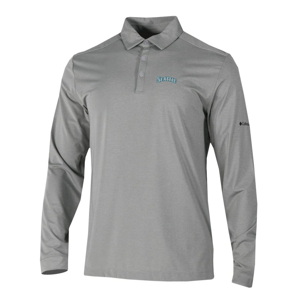 Seattle Mariners Columbia Omni-Wick Pin High Long Sleeve Polo - Gray - Columbia Lifestyle
