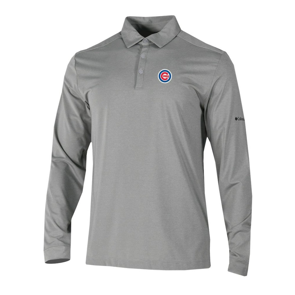 Chicago Cubs Columbia Omni-Wick Pin High Long Sleeve Polo - Gray - Columbia Discount