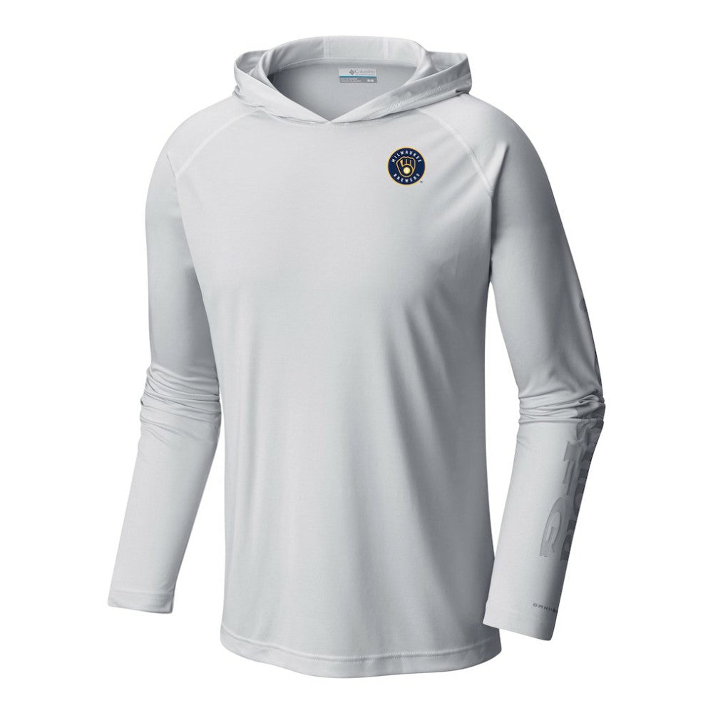 Milwaukee Brewers Columbia Terminal Tackle Omni-Shade Pullover Hoodie - White - Columbia Sale