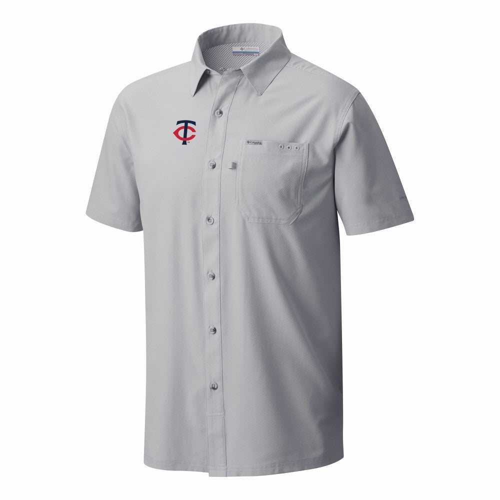 Minnesota Twins Columbia Slack Tide Omni-Wick Button-Up Camp Shirt - Gray - Columbia Sale