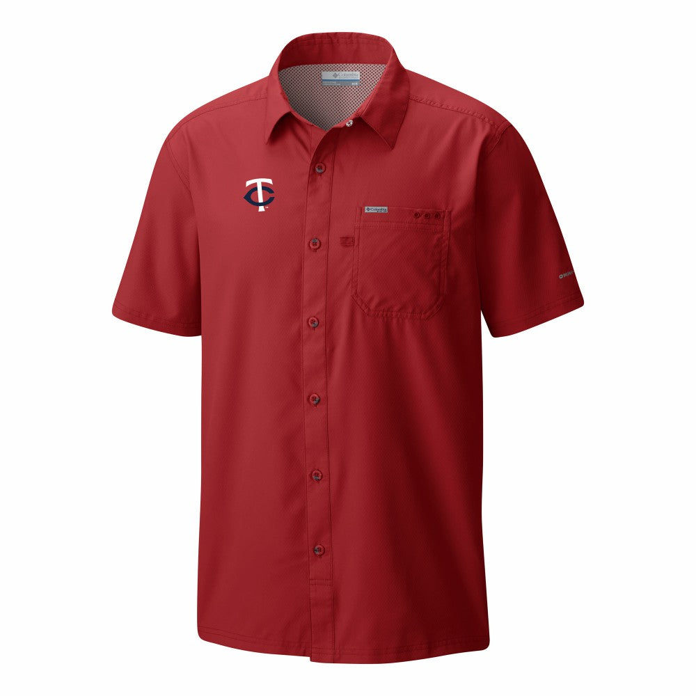 Minnesota Twins Columbia Slack Tide Omni-Wick Button-Up Camp Shirt - Red - Columbia Lifestyle